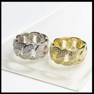 Fancy CZ Link Ring - Gold or Silver